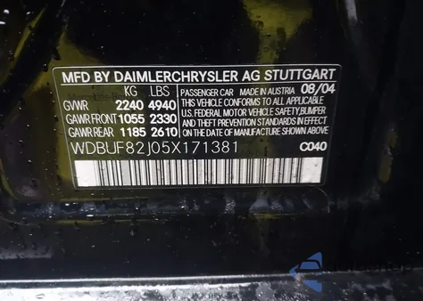 2005 Mercedes-Benz E 320 4Matic from USA, damaged, VIN WDBUF82J05X171381